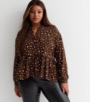 New Look Curves Brown Leopard Print Oversized Shirt
